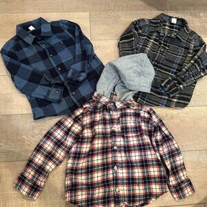 OLD NAVY BOYS LOT OF 3 FLANNEL LONG LEEVE BUTTON SHIRT 5T